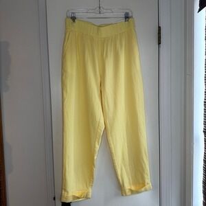 Loft Outlet Yellow Cotton High Rise Straight Leg Crop Pants Size M